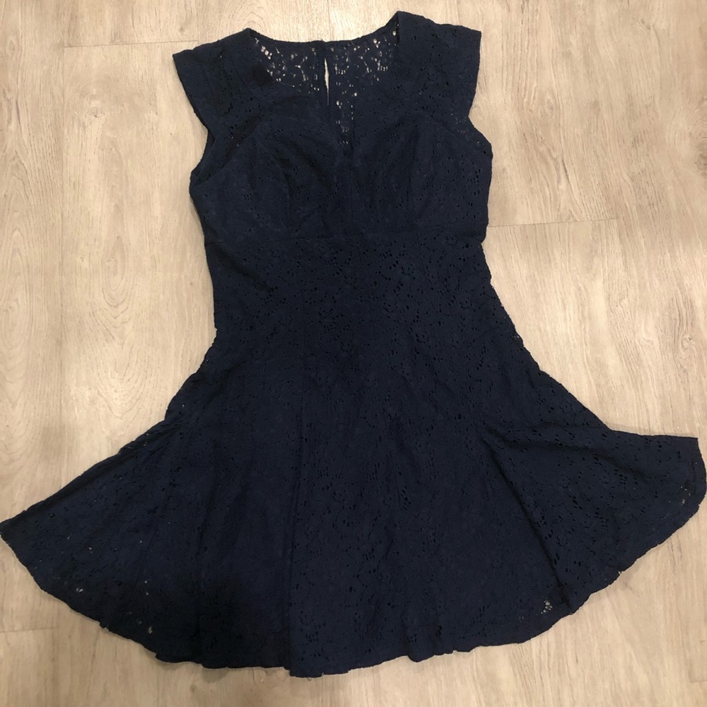 Bisou Bisou Size 10 Lace Navy Blue Dress